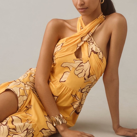 HUTCH FLORAL HALTER MAXI DRESS SIZE 0 MSRP $298.00 NWT - Picture 3 of 7